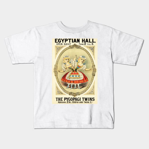 EGYPTIAN HALL The Pygopagi Twins 1880 Freak Show Circus Poster Kids T-Shirt by vintageposters